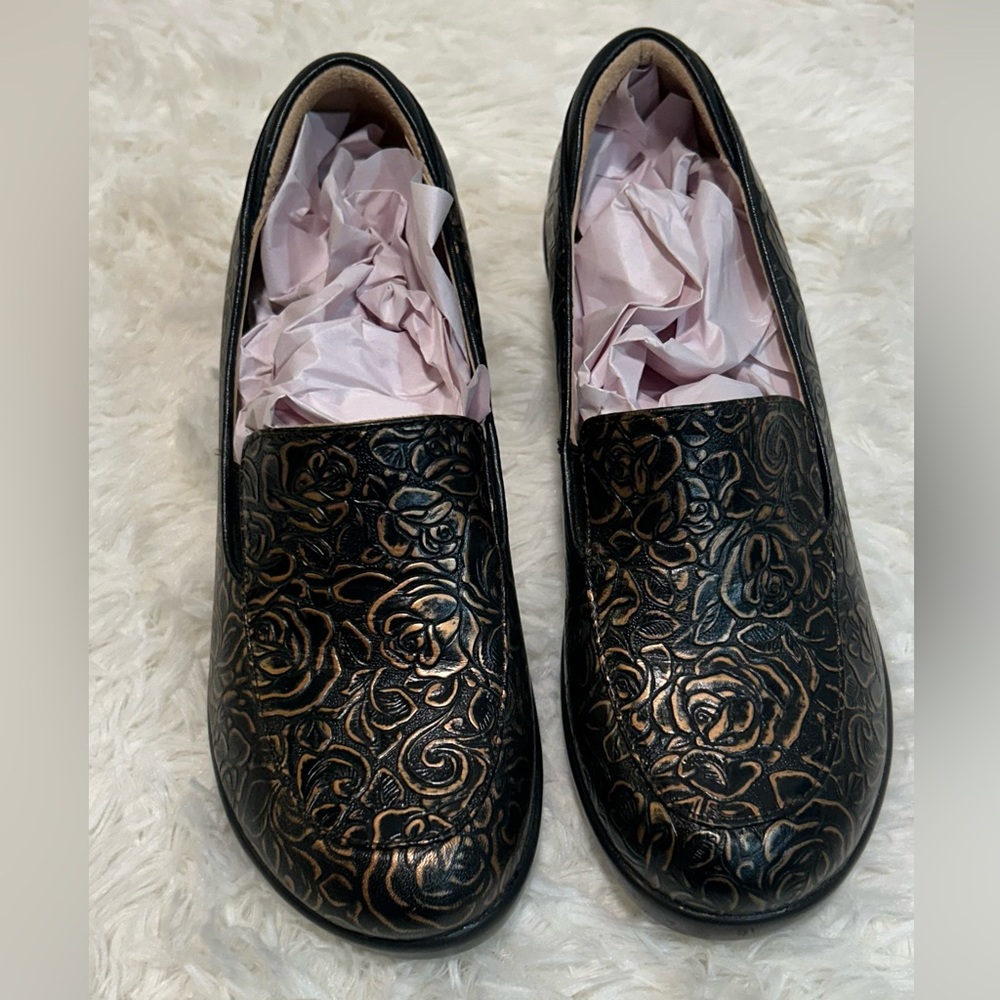ALEGRIA EMMA Rose Bronze Bouquet Career Slip On Shoes size 37/ usa 7